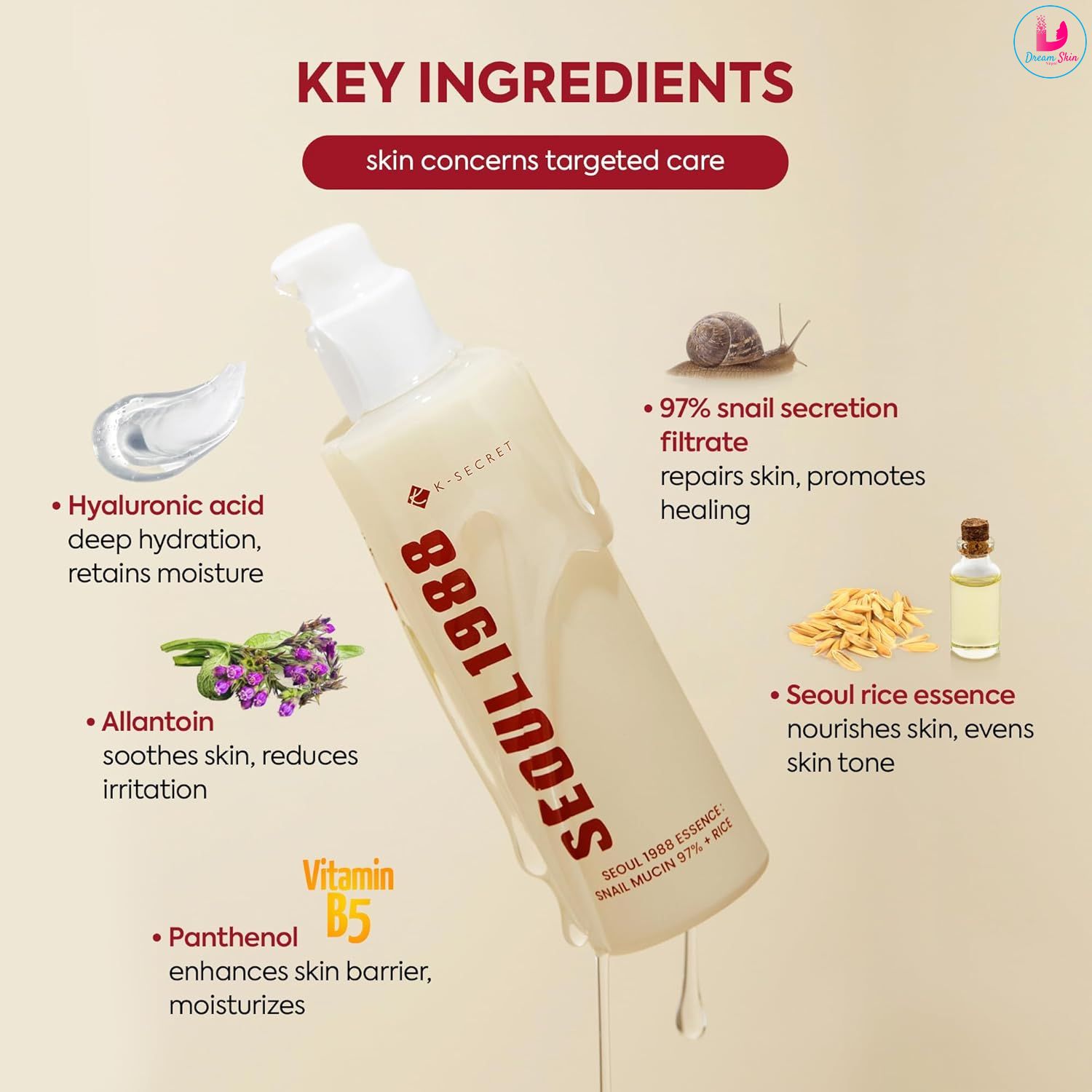 KSECRET SEOUL 1988 Essence : Snail Mucin 97% + Rice 100ml